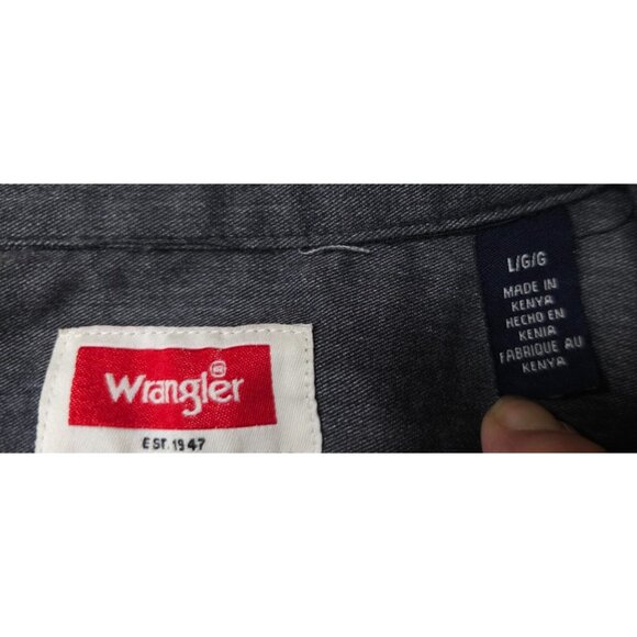 Wrangler Epic Mens Large Dark Charcoal Heather Long Sleeve Soft Denim Shirt - Picture 11 of 12